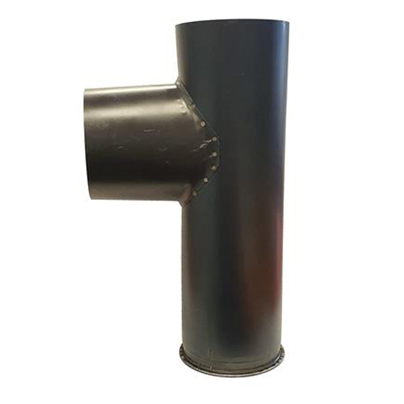 T-stuk Ø125 mm – 90° met deksel – Enkelwandig geblauwd staal