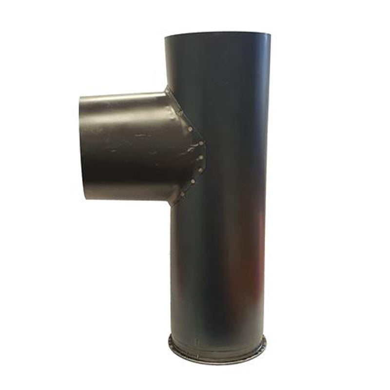 T-stuk Ø130 mm – 90° met deksel – Enkelwandig geblauwd staal