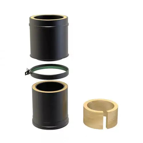 Paspijp 25 tot 35 cm Ø150 mm – Dubbelwandig rookkanaal zwart
