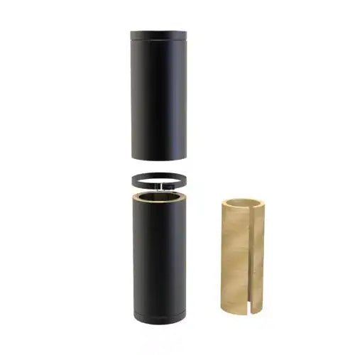 Paspijp 80–130 cm Ø150 mm – Dubbelwandig rookkanaal zwart