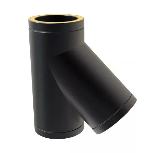 T-stuk 45° Ø150 mm – Dubbelwandig rookkanaal zwart