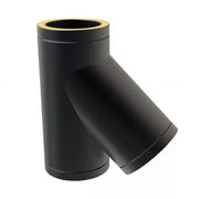T-stuk 45° Ø125 mm – Dubbelwandig rookkanaal zwart