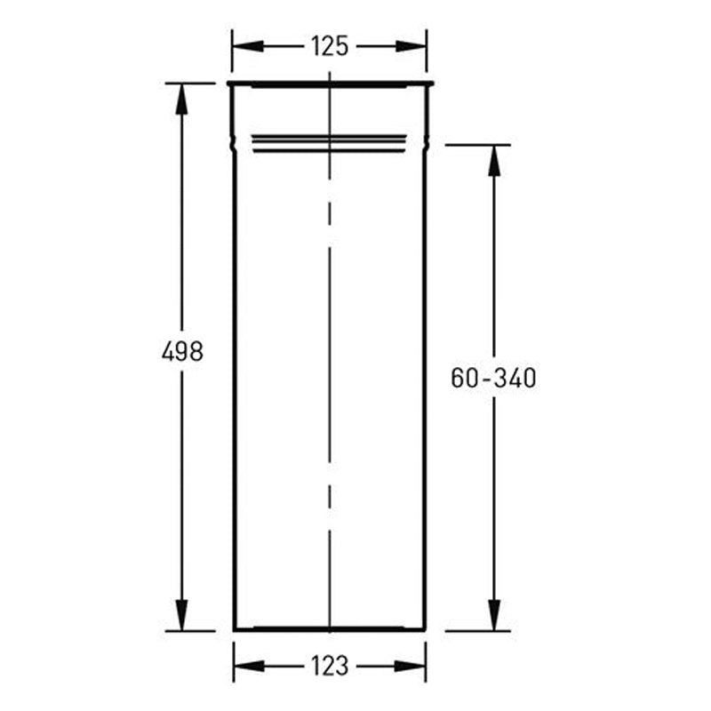 Verstelbare Paspijp Ø125 mm – 60 tot 500 mm – Enkelwandig RVS