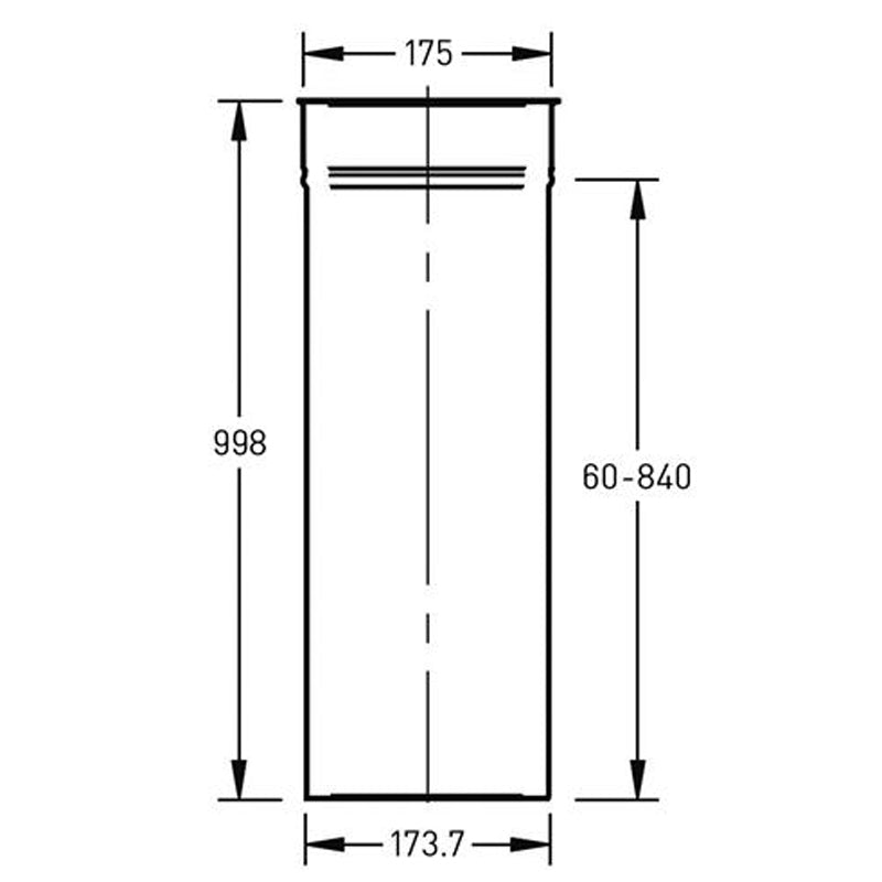 Verstelbare Paspijp Ø175 mm – 60 tot 1000 mm – Enkelwandig RVS