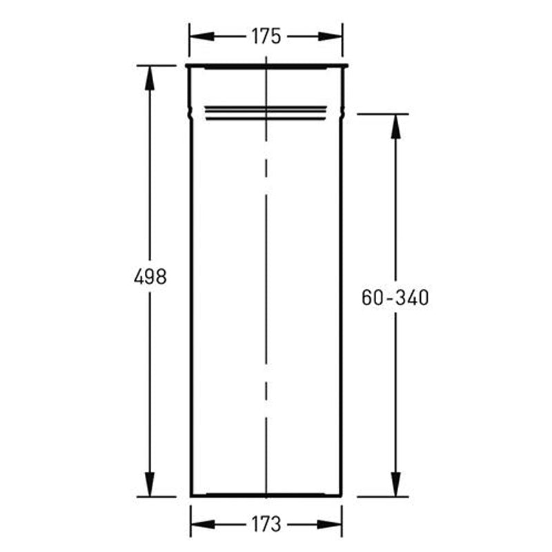 Verstelbare Paspijp Ø175 mm – 60 tot 500 mm – Enkelwandig RVS