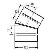 Bocht Ø125 mm – 30° – Enkelwandig RVS
