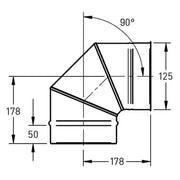 Bocht Ø125 mm – 90° – Enkelwandig RVS