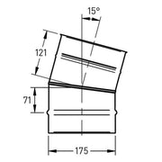 Bocht Ø175 mm – 15° – Enkelwandig RVS