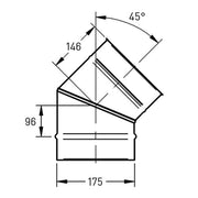 Bocht Ø175 mm – 45° – Enkelwandig RVS