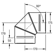 Bocht Ø175 mm – 90° – Enkelwandig RVS