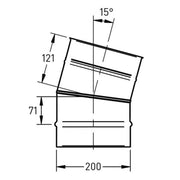Bocht Ø200 mm – 15° – Enkelwandig RVS