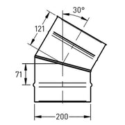 Bocht Ø200 mm – 30° – Enkelwandig RVS