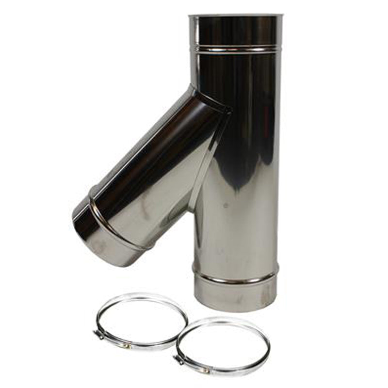 T-stuk Ø150 mm – 135° (45°) met deksel – Enkelwandig RVS
