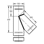 T-stuk Ø150 mm – 135° (45°) met deksel – Enkelwandig RVS