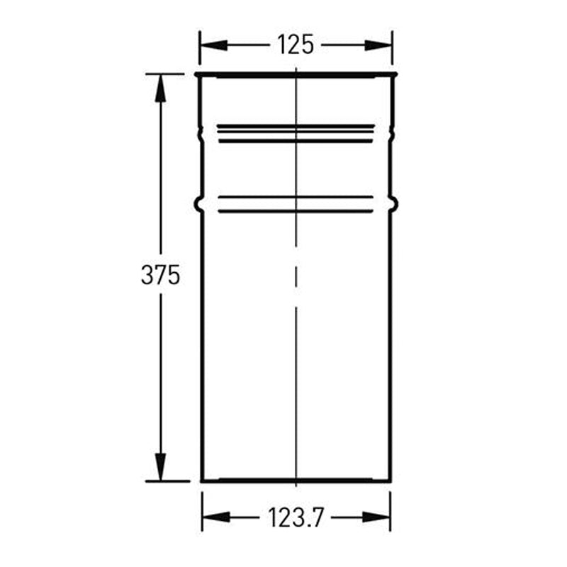 Schoorsteenbus Ø125 mm – Enkelwandig RVS