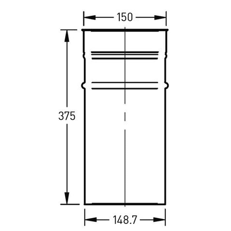 Schoorsteenbus Ø150 mm – Enkelwandig RVS