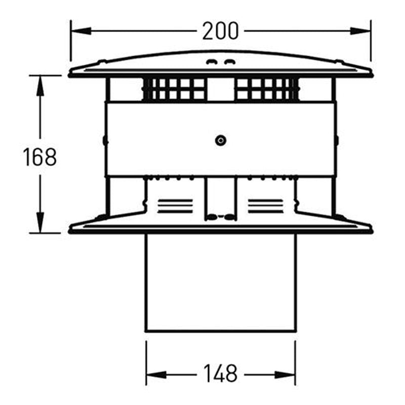 Trekkap Ø150 mm met gaas – Enkelwandig RVS