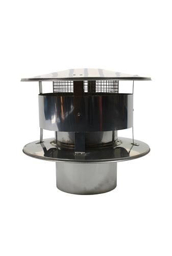 Trekkap Ø175 mm met gaas – Enkelwandig RVS