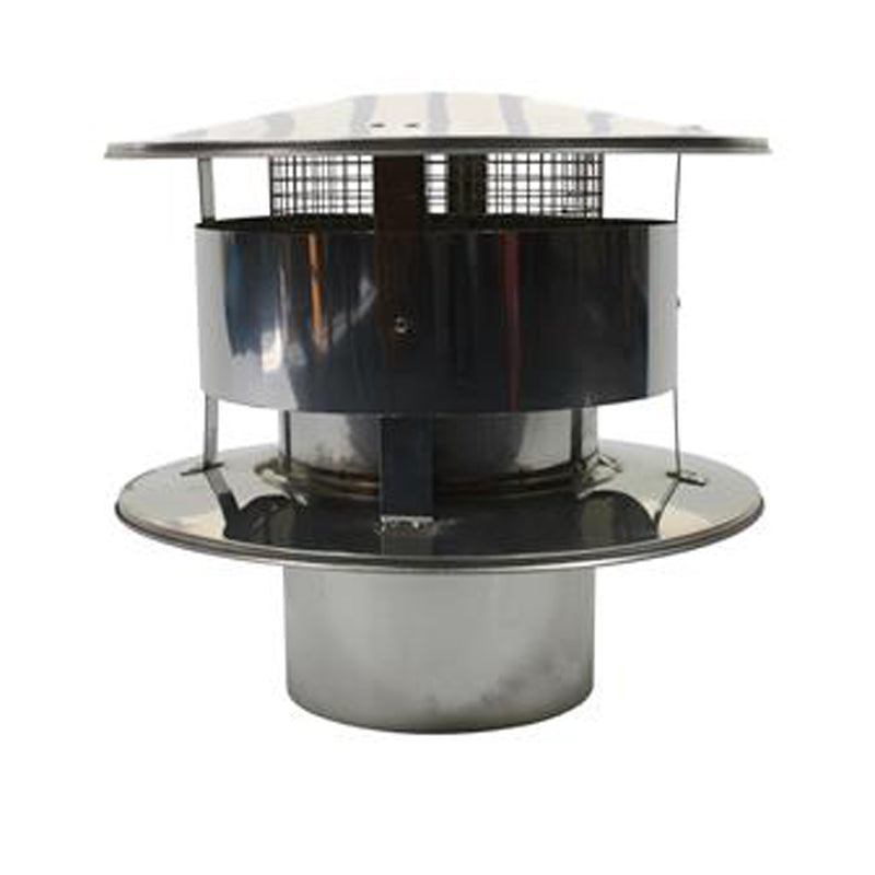Trekkap Ø200 mm met gaas – Enkelwandig RVS