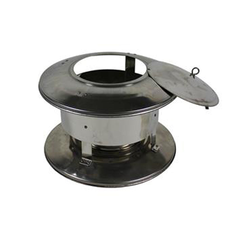Trekkap Ø125 mm met veegluik – Enkelwandig RVS