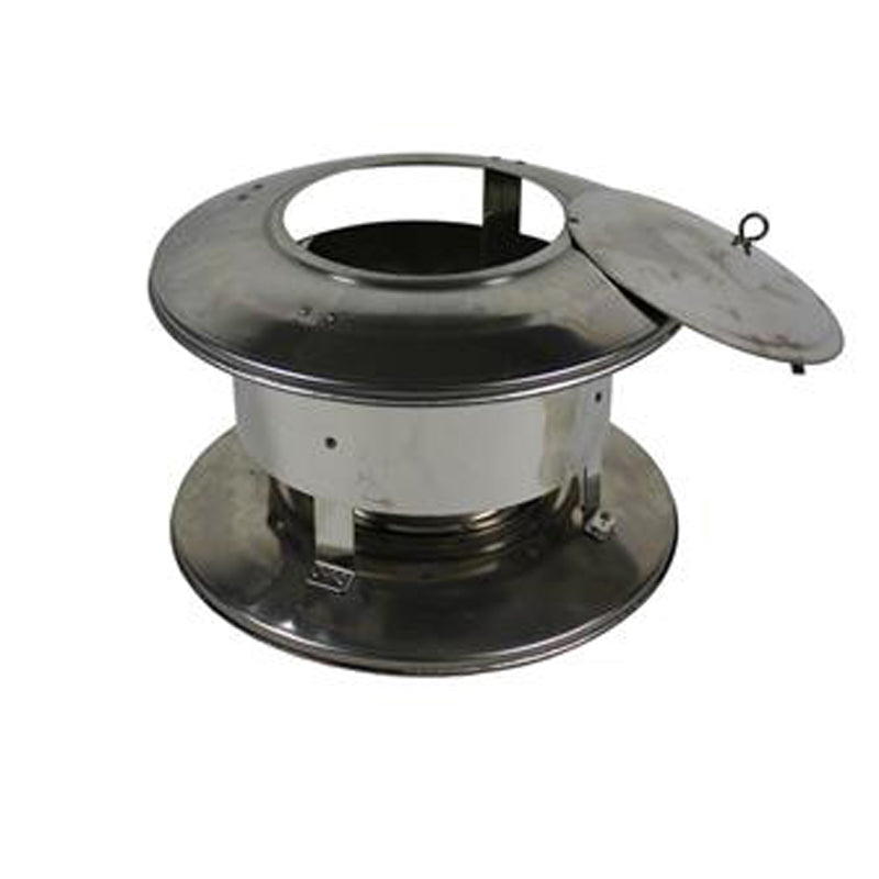 Trekkap Ø150 mm met veegluik – Enkelwandig RVS
