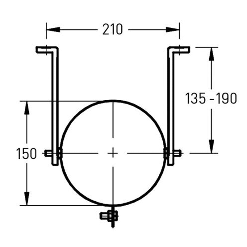 Muurbeugel Ø150 mm – Enkelwandig RVS