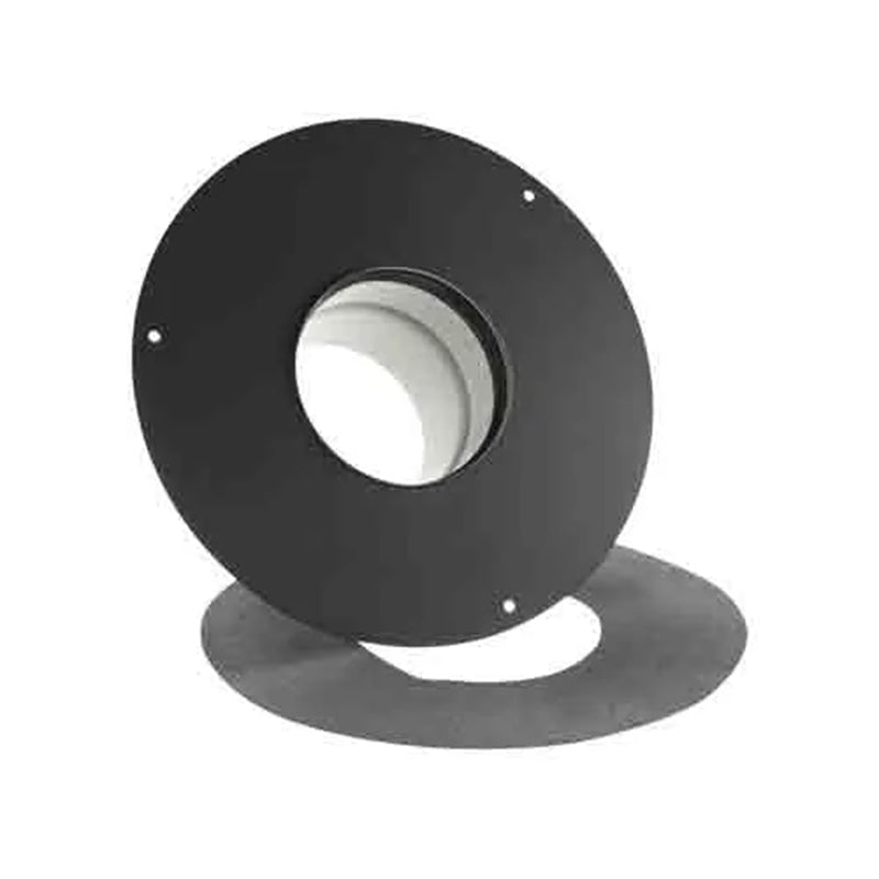Rozet Ø80 mm – 4 cm met nisbus – Pelletkachelafvoer – Zwart staal