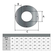 Rozet 0° 12 cm rond Ø125 mm – Dubbelwandig rookkanaal zwart