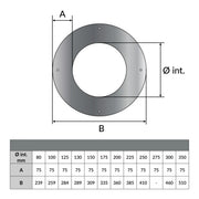 Rozet 0° 7.5 cm met magneetbevestiging Ø125 mm – Dubbelwandig rookkanaal zwart