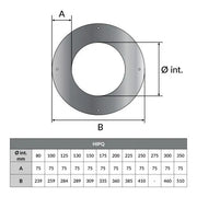 Rozet 0° rond 7.5 cm Ø125 mm – Dubbelwandig rookkanaal zwart