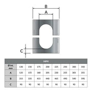 Centreerplaat 45-60° Ø150 mm – Dubbelwandig rookkanaal