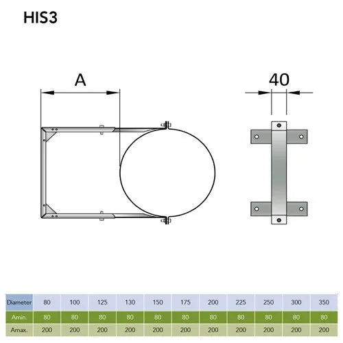 Muurbeugel verstelbaar 80-200 mm Ø150 mm – Dubbelwandig rookkanaal