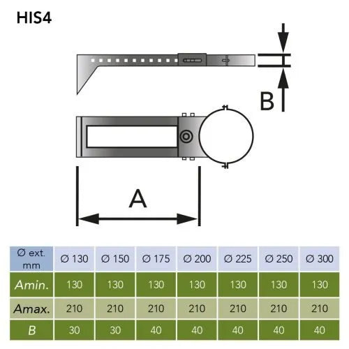 Muurbeugel verstelbaar 130-440 mm Ø80 mm – Dubbelwandig rookkanaal