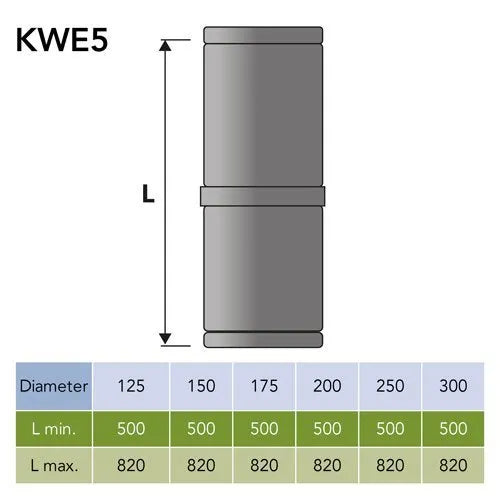 Paspijp 50-80 cm Ø150 mm – Dubbelwandig rookkanaal