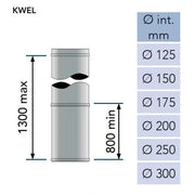 Paspijp 80–130 cm Ø150 mm – Dubbelwandig rookkanaal zwart