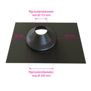 Flexibele dakdoorvoer dakhelling 0-45° EPDM-Aluminium -Loodvervanger 175-330mm zwart