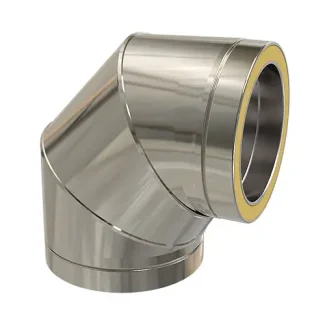 Bocht 90° Ø80 mm – Dubbelwandig rookkanaal