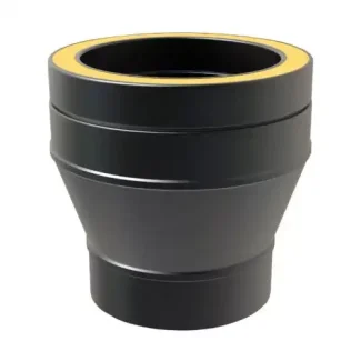 Onderaansluitstuk EW Ø150 naar Ø150 mm – Dubbelwandig rookkanaal zwart