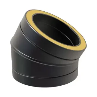 Bocht 30° Ø150 mm – Dubbelwandig rookkanaal zwart