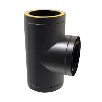 T-stuk 90° Ø150 mm – Dubbelwandig rookkanaal zwart