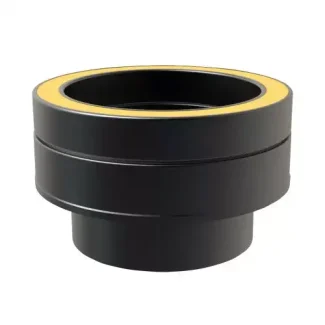 Onderaansluitstuk vlak EW 120 mm vrouw Ø125 mm – Dubbelwandig rookkanaal zwart