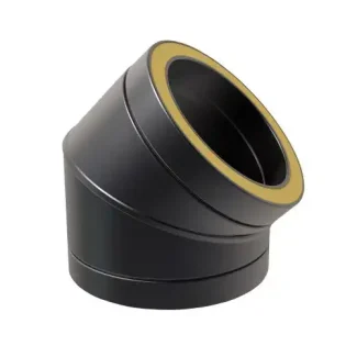 Bocht 40° Ø125 mm – Dubbelwandig rookkanaal zwart