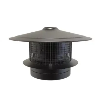 Trekkap met vonkenvanger Ø125 mm – Dubbelwandig rookkanaal zwart