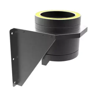 Muurondersteuning Ø100 mm – Dubbelwandig rookkanaal zwart