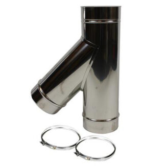 T-stuk Ø150 mm – 135° (45°) met deksel – Enkelwandig RVS