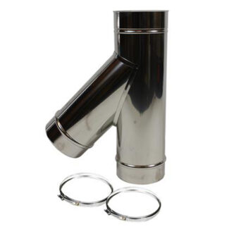 T-stuk Ø175 mm – 135° (45°) met deksel – Enkelwandig RVS