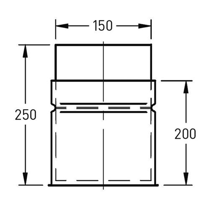 Instort-nisbus Ø150 mm – Enkelwandig RVS - Afbeelding 2