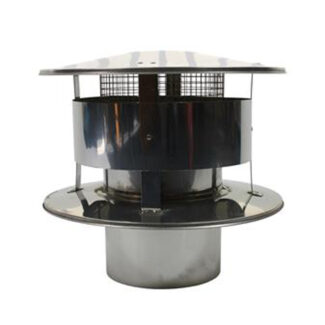 Trekkap Ø125 mm met gaas – Enkelwandig RVS