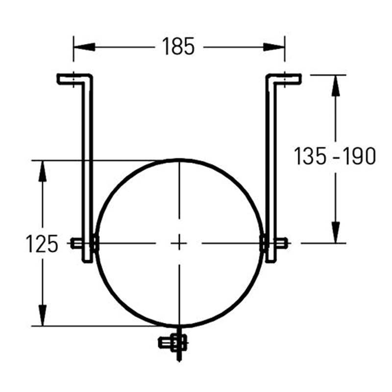 Muurbeugel Ø125 mm – Enkelwandig RVS - Afbeelding 2