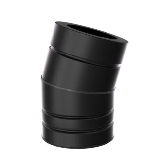 Bocht 15° Ø200 mm – Isoduct dubbelwandig rookkanaal zwart